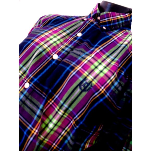 Chaps Blue/Green/Purple Cotton/Polyester Long Sleeve Shirt Men's Size Medium - Picture 8 of 14
